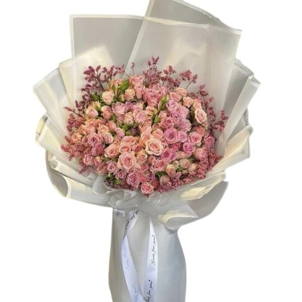 Pink Spray Rose and Limonium Bouquet